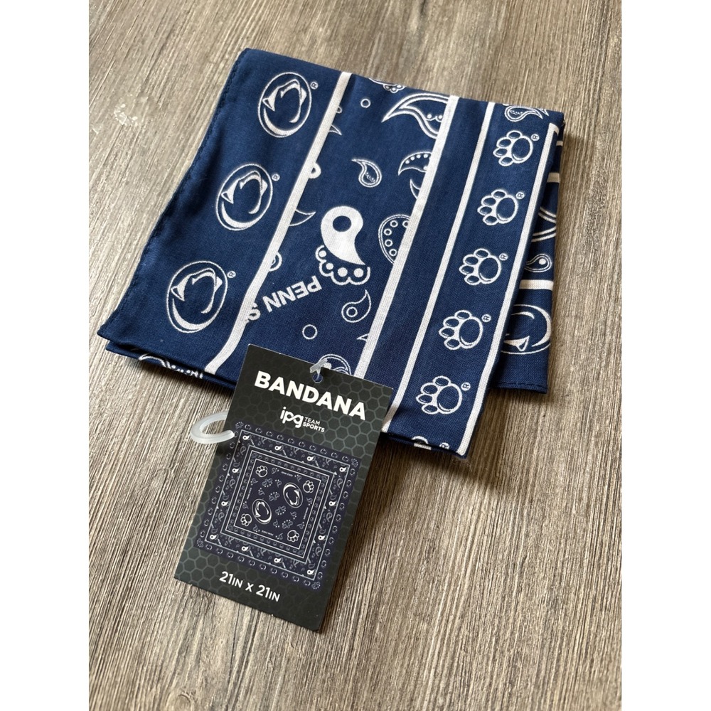 Penn State Nittany Lions Bandana‎ IPG Team Sports Royal Blue Paisley 21x21 NCAA